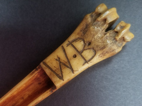 Georgian / Napoleonic prisoner of war carved bone marrow scoop / apple corer.